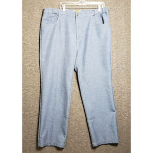 Habands Fit Forever Pants Mens Size 40 Blue Light Denim Front Pleated Trousers